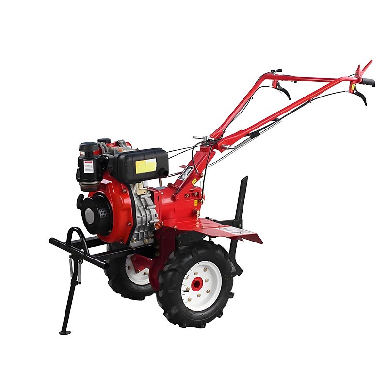 hand tractor in rice paddy field